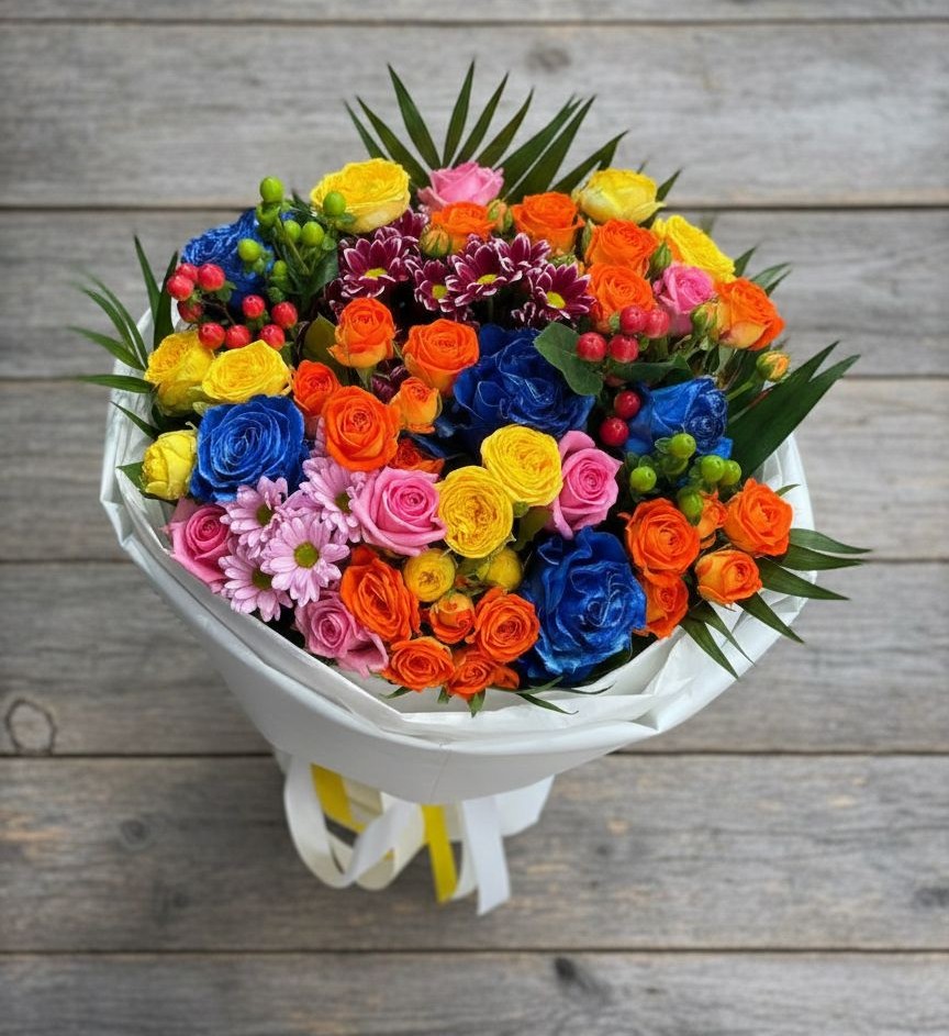 Букет цветов из: Розы и Хризантемы в Захарьино