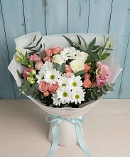 Букет цветов из:  Розы, Лизиантусы и Хризантемы #REPLACE_PRED# Захарьино