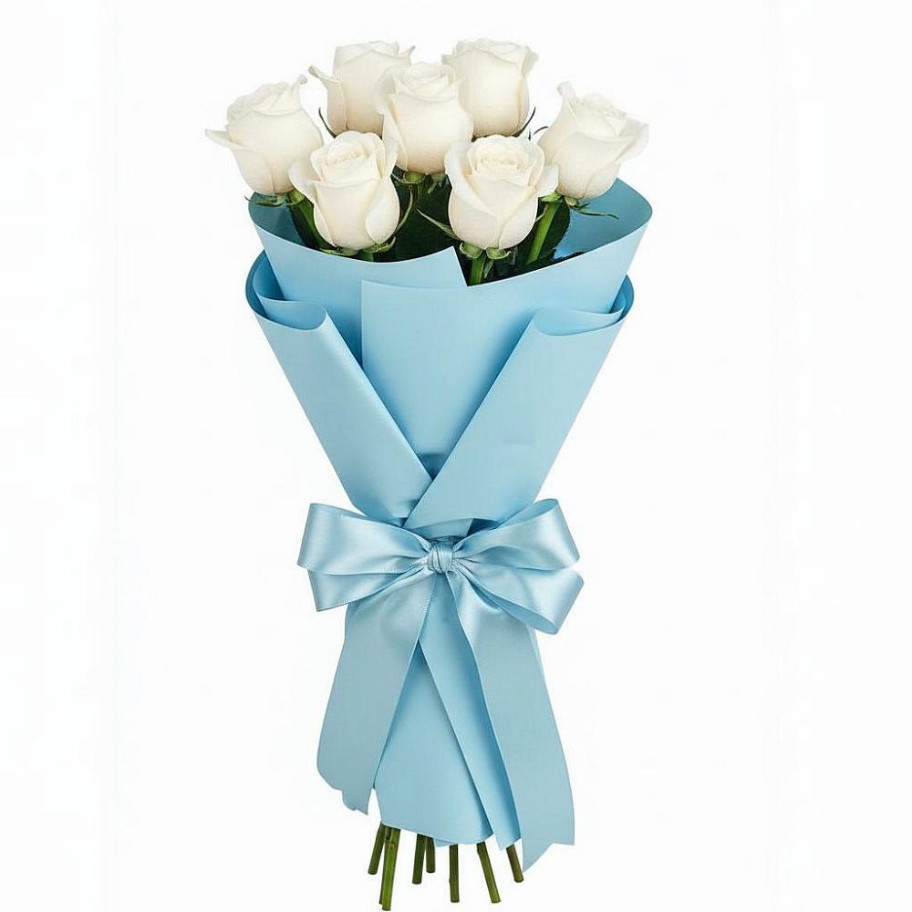 Букет 7 белых роз Проуд в Захарьино