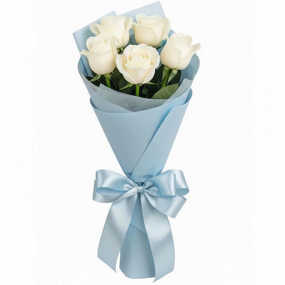Букет 5 Белых роз Проуд в Захарьино