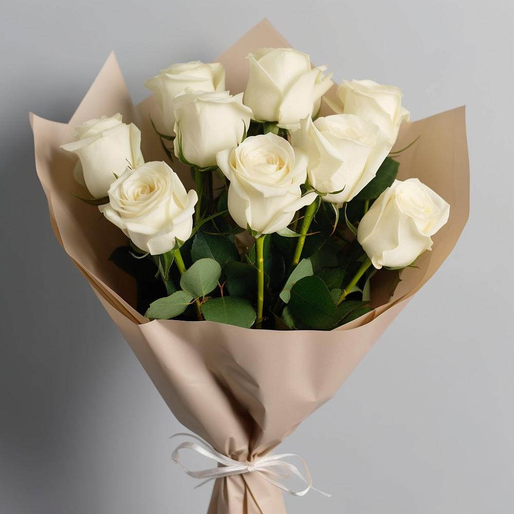 Букет 9 Белых роз Эдлесс Лав в Захарьино