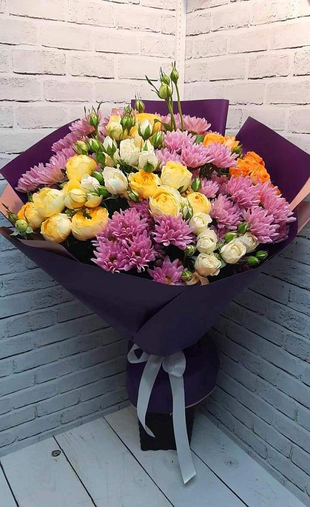Букет цветов из: Хризантемы и Розы в Захарьино