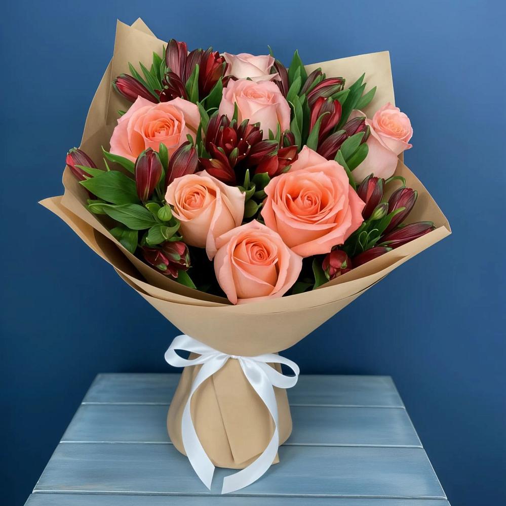 Букет цветов из: Розы и Альстромерии в Захарьино