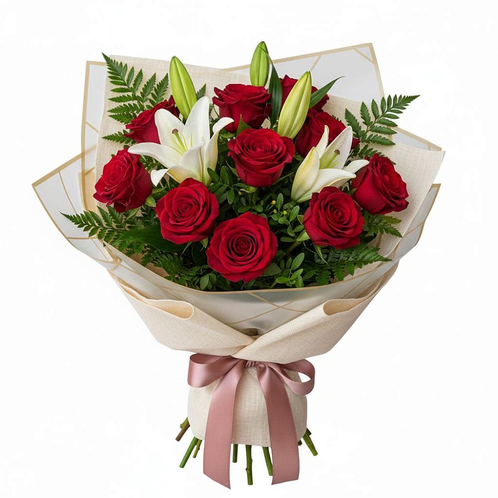 Букет цветов из: Лилии и Розы в Захарьино