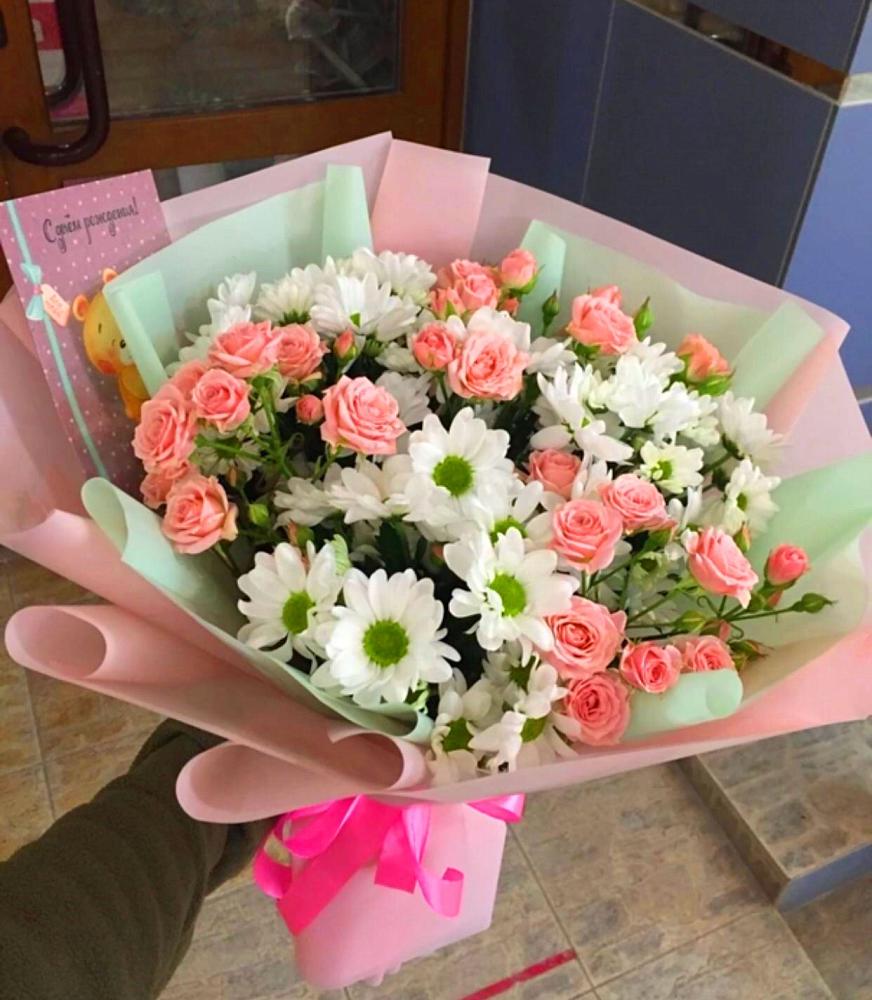 Букет цветов из: Розы и Хризантемы в Захарьино