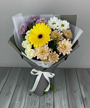 Букет цветов из:  Розы, Герберы и Хризантемы в Захарьино