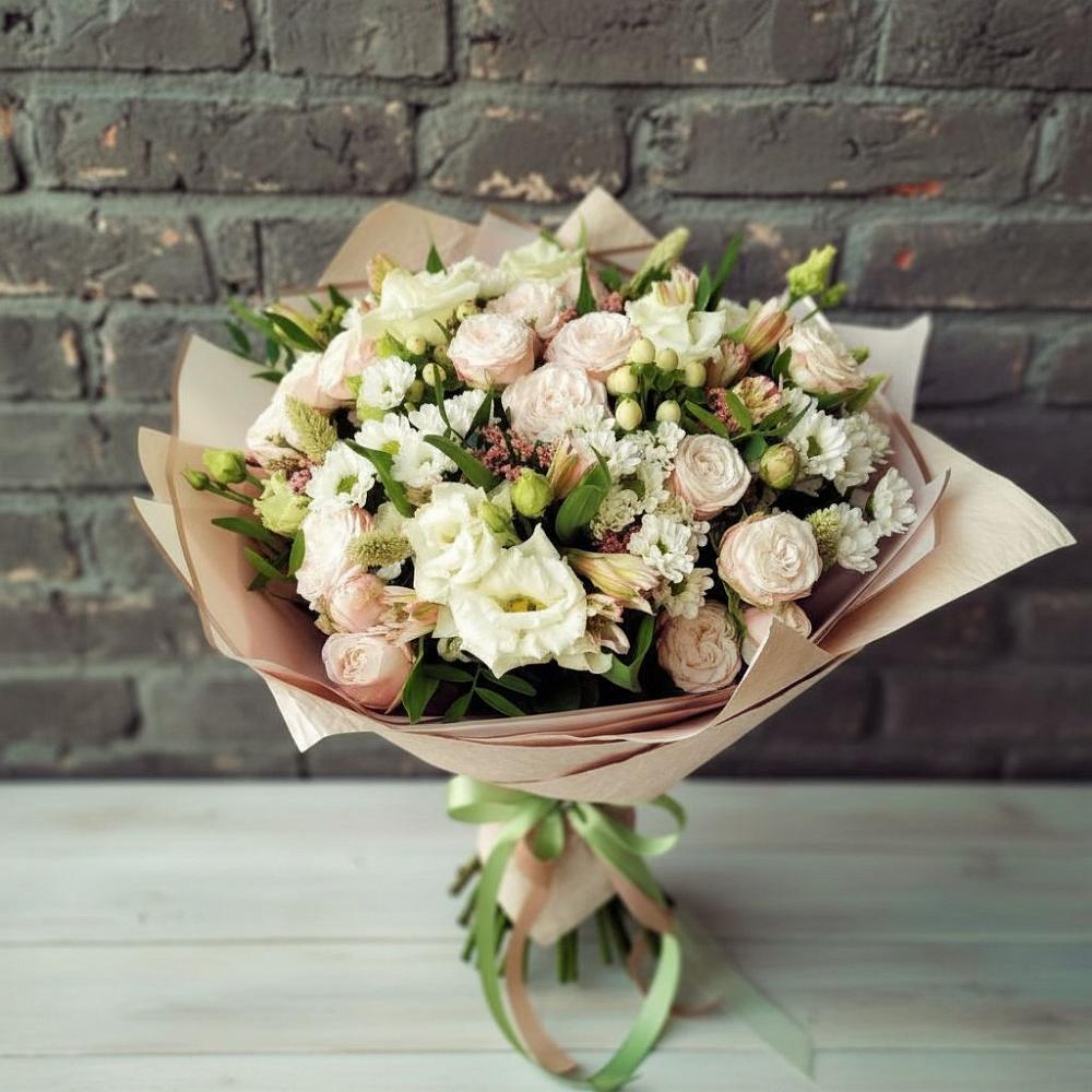Букет цветов из: Альстромерии, Розы и Хризантемы в Захарьино