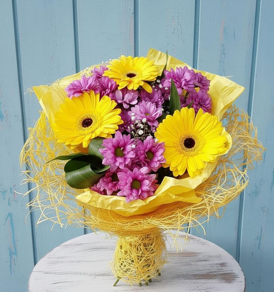 Букет цветов из: Хризантемы и Герберы в Захарьино