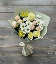 Букет цветов из:  Альстромерии, Розы и Хризантемы в Захарьино
