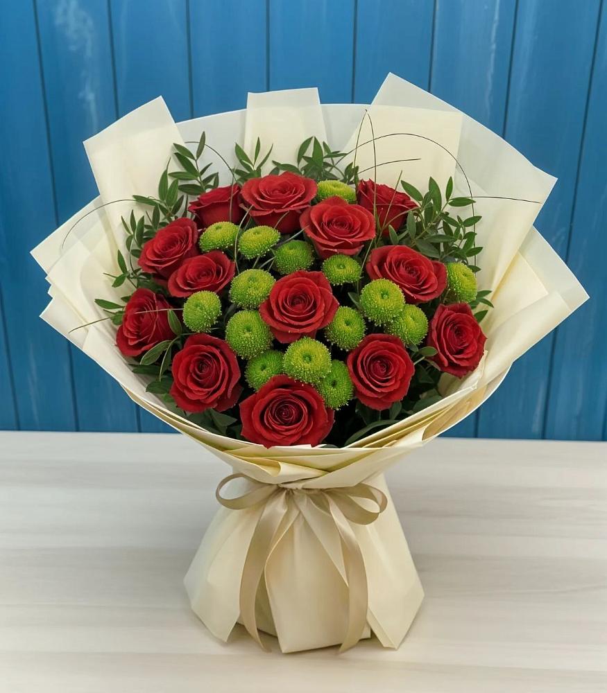 Букет цветов из: Розы и Хризантемы в Захарьино