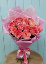 Букет 15 Розовых роз Равель в Захарьино